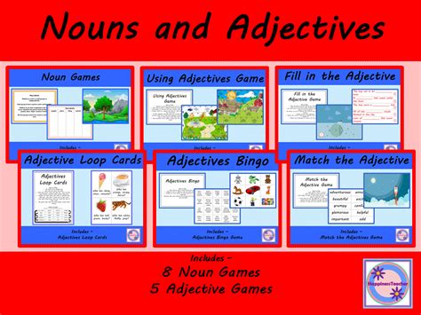 Noun Games And Adjective Games Teaching Resources