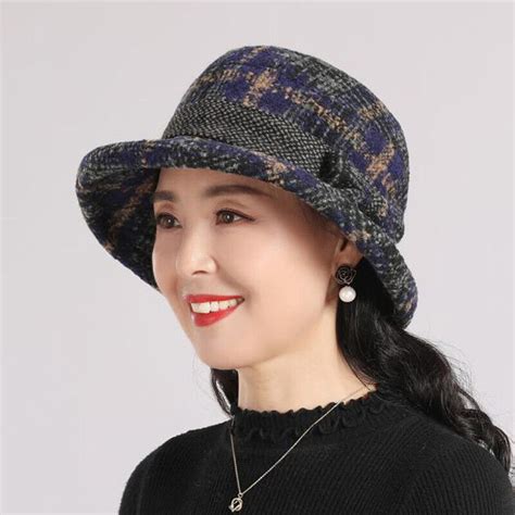 Women Vintage Cloche Hats Wool Felt Bucket Cap Autumn Winter Warm Hat