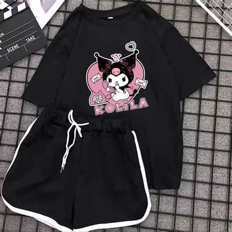 Kuromi letnie dzieci bluzy Anime Sanrioed dziewczyna chłopiec T Shirt