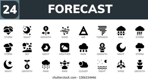 Forecast Icon Set 24 Filled Forecast Stock Vector (Royalty Free) 1306154446