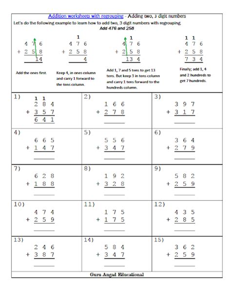 3 Digit Subtraction Worksheet School C44