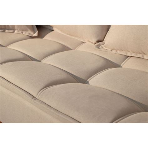 Sofá Living Lótus Linho Nude Pés em Madeira vyle O melhor para sua casa Como se ela