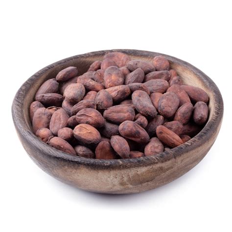 Premium Photo Cocoa Fruit In A Wooden Bowl Raw Cacao Beans Isolated