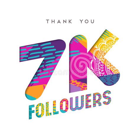 7k Social Media Follower Number Thank You Template Stock Vector