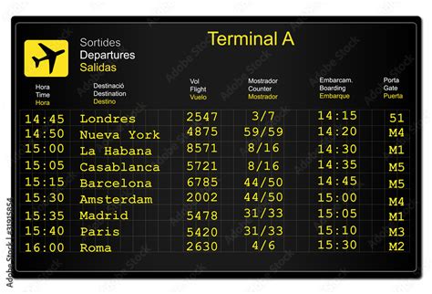 Panel Informativo De Salidas En El Aeropuerto Vector De Stock Adobe Stock