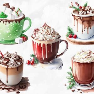 Watercolor Hot Chocolate Clipart 25 PNG Hot Cocoa Clipart Hot Chocolate Clipart Food Clipart