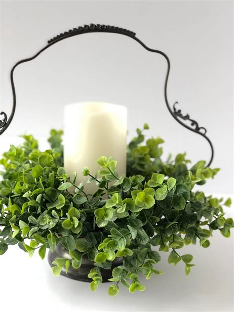 Eucalyptus Candle Ring Wreath Greenery Candle Ring Floral Etsy