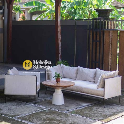 Sofa Modern Rangka Besi Industrial Set Meja Bulat