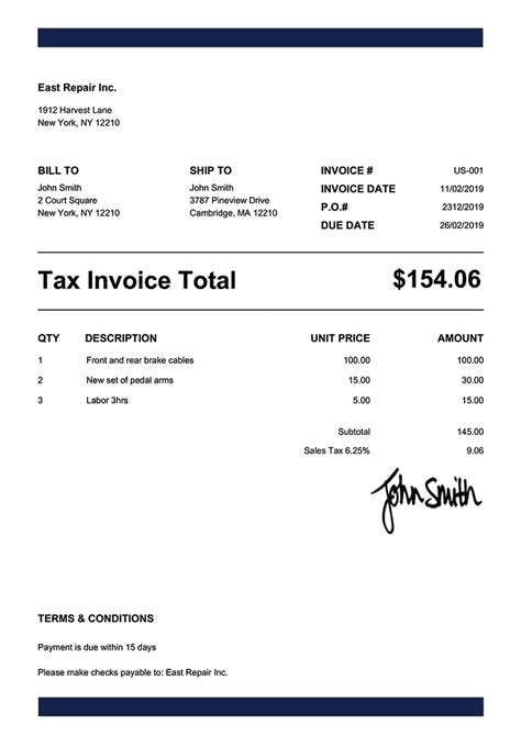 Tax Preparation Invoice Template