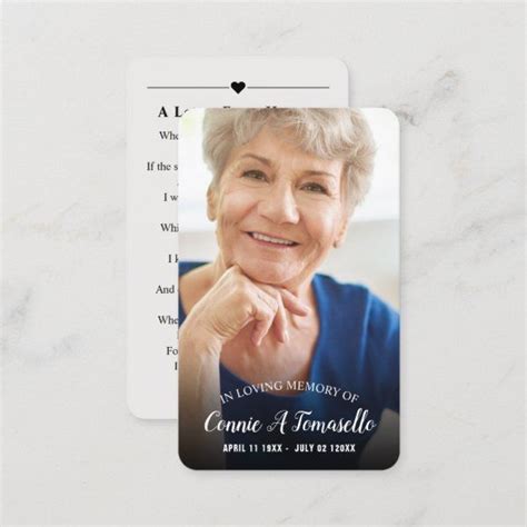 Personalized Photo Sympathy Funeral Memorial Card Memorial Cards For