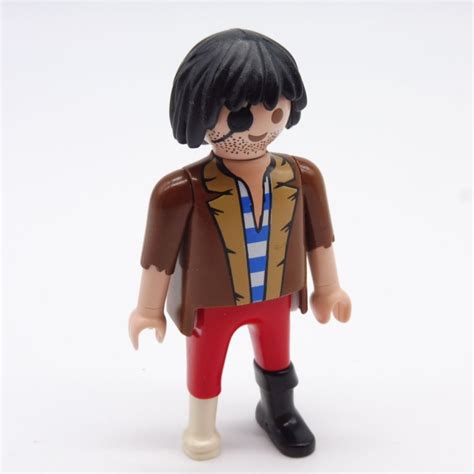 Playmobil Homme Pirate Marron Et Rouge Jambe De Bois