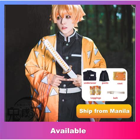 Demon Slayer Kimetsu No Yaiba Agatsuma Zenitsu Cosplay Anime Costume