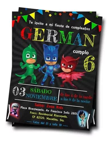 Invitación Digital Pj Mask Más Etiquetas De Regalo Cuotas sin interés