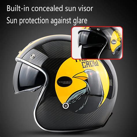 Buy 34 Carbon Fiber Helmet Light Weight Motorcycle Helmet Retro Open Face Helmet Motocross