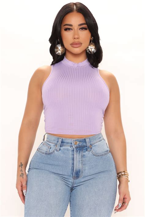 Lillee Mock Neck Tank Top Lavender Fashion Nova Basic Tops