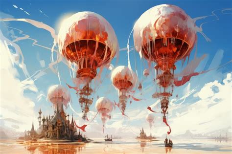 Premium AI Image Whimsical Hot Air Balloons In Clear Sky Generative AI