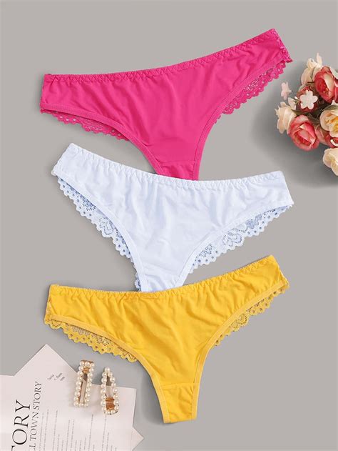 3 Pack Contrast Lace Panty Set