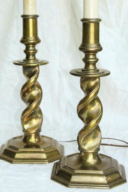 Vintage Stiffel Lamps Barley Twist Heavy Brass Candlestick Lamp Pair