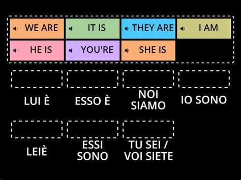 Verbo Essere Inglese Match Up