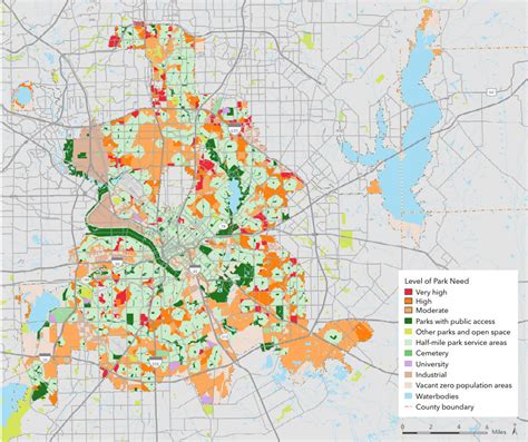 Map of Accessibility to Public Parks : r/Dallas