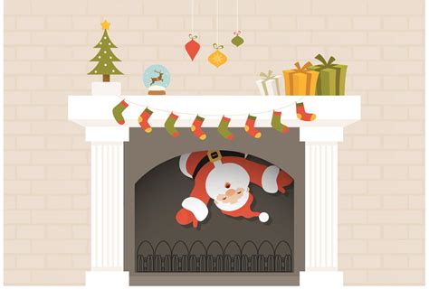 Free Santa Descends From Christmas Fireplace Vector 85431 Vector Art at ...