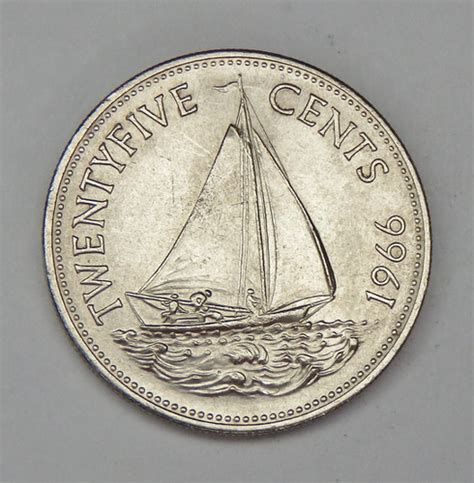 Bahamas 25 Cents 1966 Central Lakes Coins