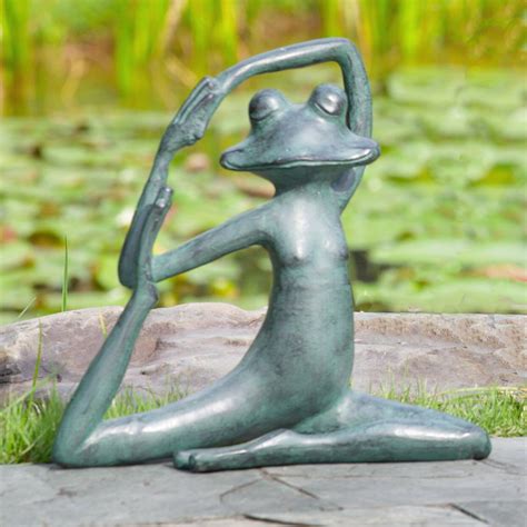 Ebros Gift Large Cast Aluminum Metal Whimsical Rustic Yoga Frog