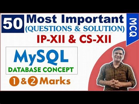 Most Important Questions On Database And Sql Cs Ip Xii And