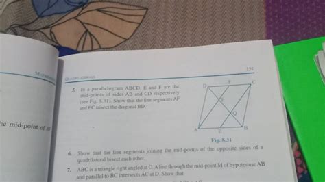 In A Parallelogram Abcd E And F Are The Mid Points Of Sides Ab And Cd