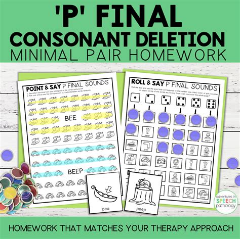 P Final Consonant Deletion Minimal Pairs Homework