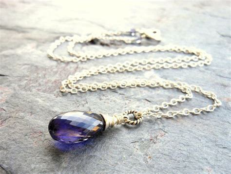 Iolite Jewelry Iolite Necklace Focal Teardrop Blue Stone Etsy