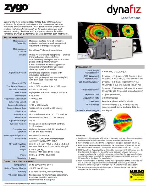Zygo Laser Interferometer Dynafizâ„¢ Series