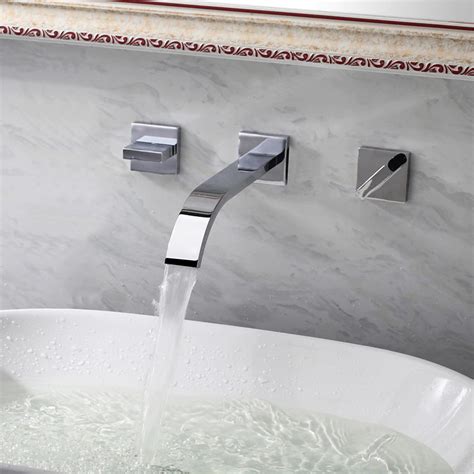 Buy Dual Handle Chrome Finish Wall Mount Vessel Sink Faucet Online | Wall Mount For Vessel Sink ...