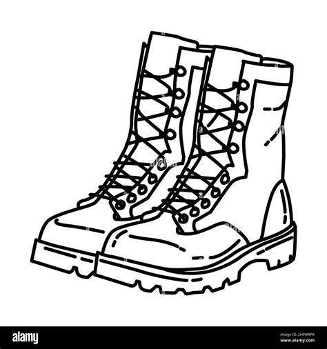 Military Combat Boots Drawing