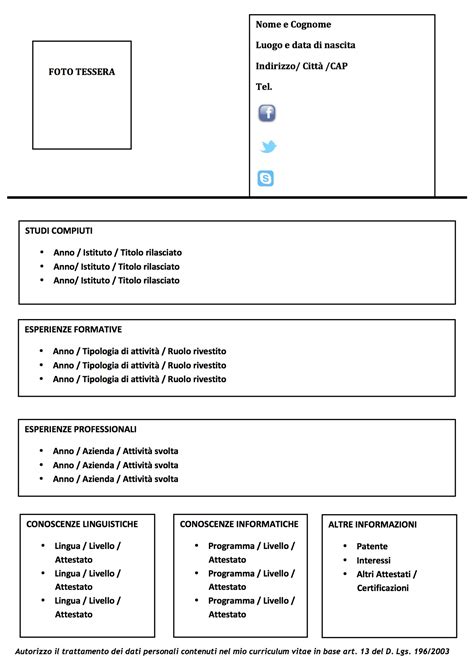 Curriculum Vitae - Modello 05 : Modello Curriculum