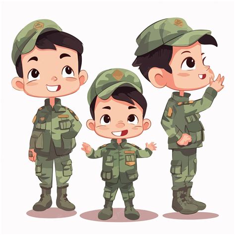 Premium Vector | Boy military dressed in uniform vector cartoon young ...