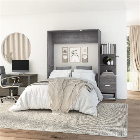 Cielo Queen Murphy Bed With Nightstand And Floating Shelves W Bestar