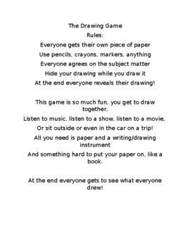 Word Document. The Drawing Game by Apryl McLean Explanation Parent