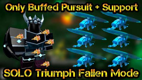 Only Buffed Pursuit And Support Solo Triumph Fallen Mode Roblox Tower Defense Simulator Youtube