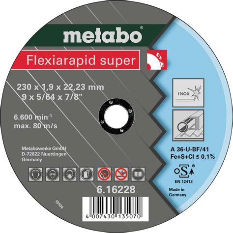 Metabo 616228000 Cutting Disc Straight 25 Pc S