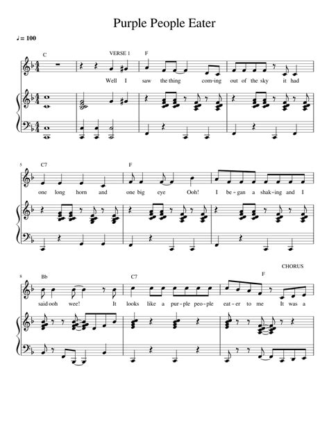 Purple People Eater Sheet Music For Piano Voice Download Free In Pdf Or Midi