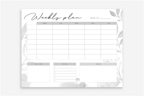 Black And White Weekly Planner Printable Graphic By Designstudioteti