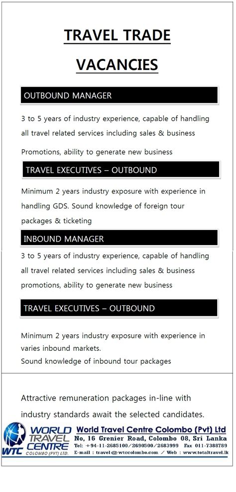 Tourism Vacancies