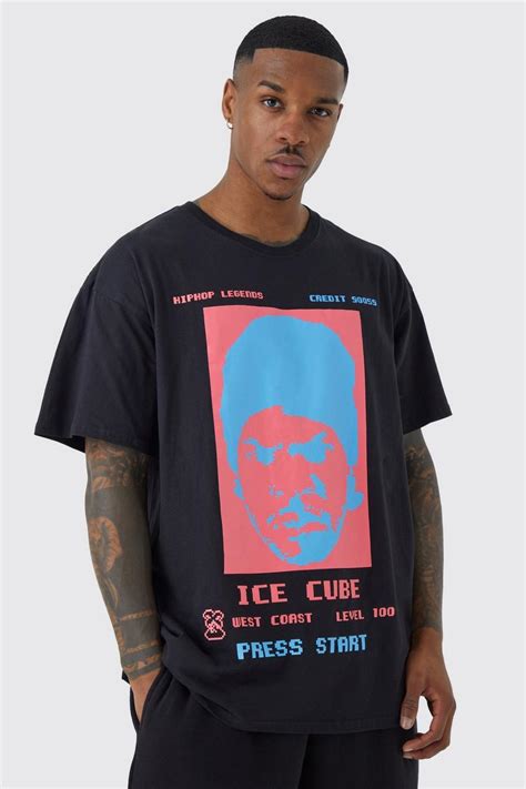 Oversized Pixel Ice Cube License T Shirt Boohoo Uk