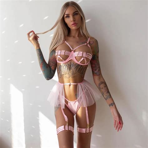 Sexy Erotic Lingerie Women Bra Panty Garters Pcs See Through Lingerie