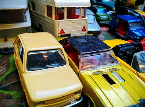 Premium Photo | High angle view of old-fashioned toy cars at home