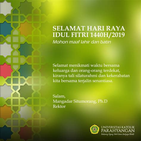 Ucapan Hari Raya Idul Fitri | Universitas Katolik Parahyangan