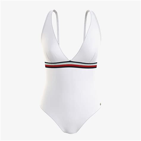 Tommy Hilfiger Triangle One Piece Rp Kadın Beyaz Mayo KADIN Mayo Bikini SuperStep