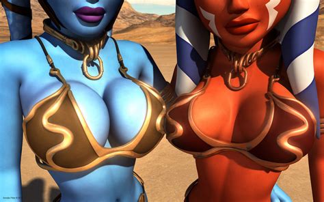 Rule 34 2012 2girls 3d Aayla Secura Ahsoka Tano Alien Armlet Bikini Breasts Busty Cleavage