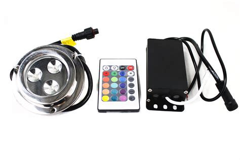 3led 3x3w Rgb Multicolor Underwater Light W Remote 316 Marine Grade